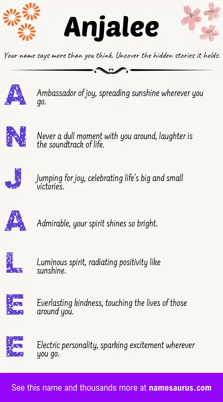 Acrostic poem about Anjalee.
