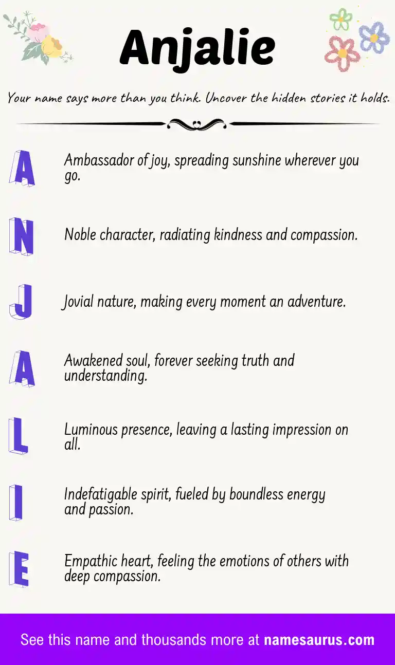 Acrostic poem about Anjalie.