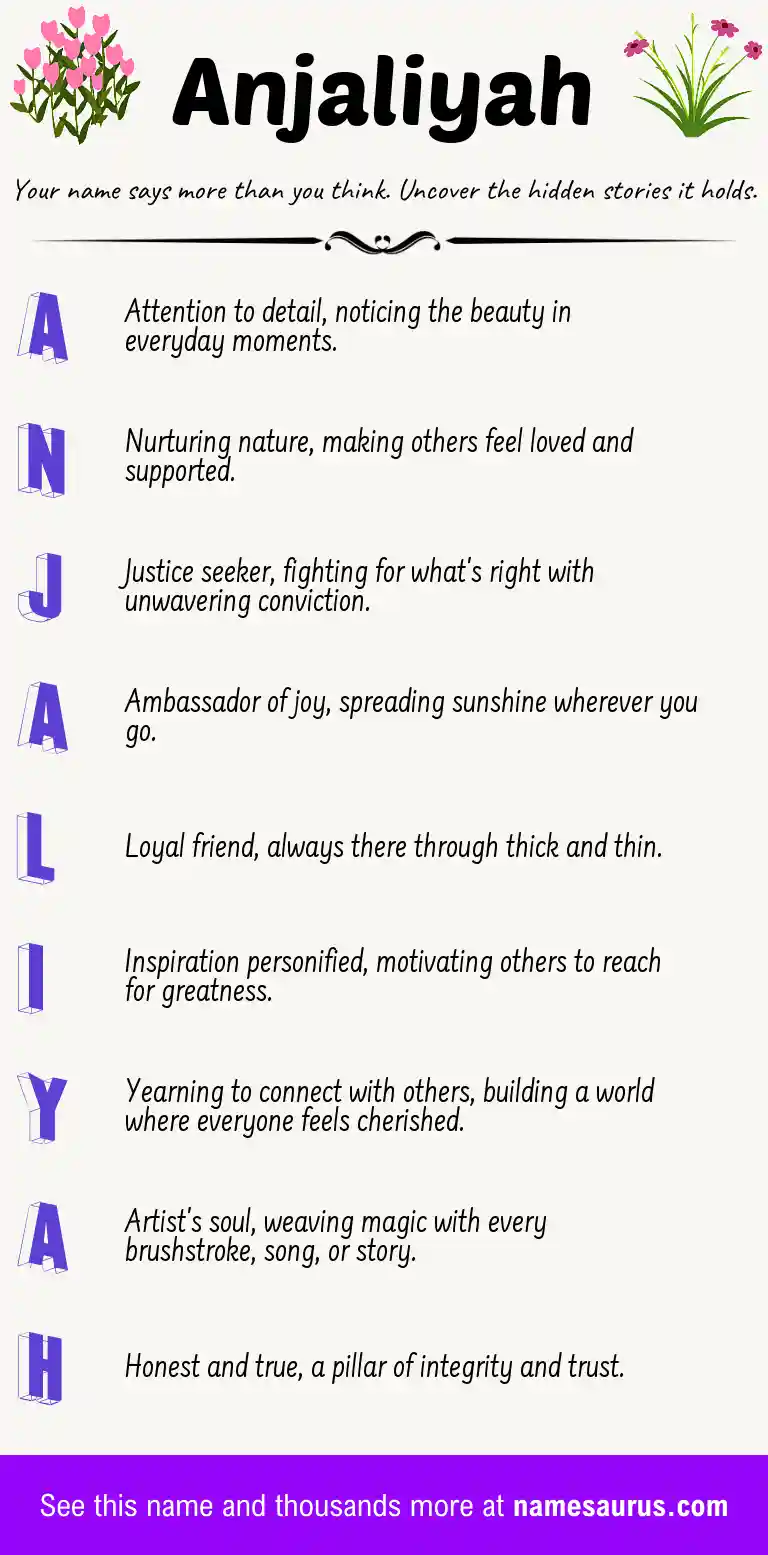 Acrostic poem about Anjaliyah.