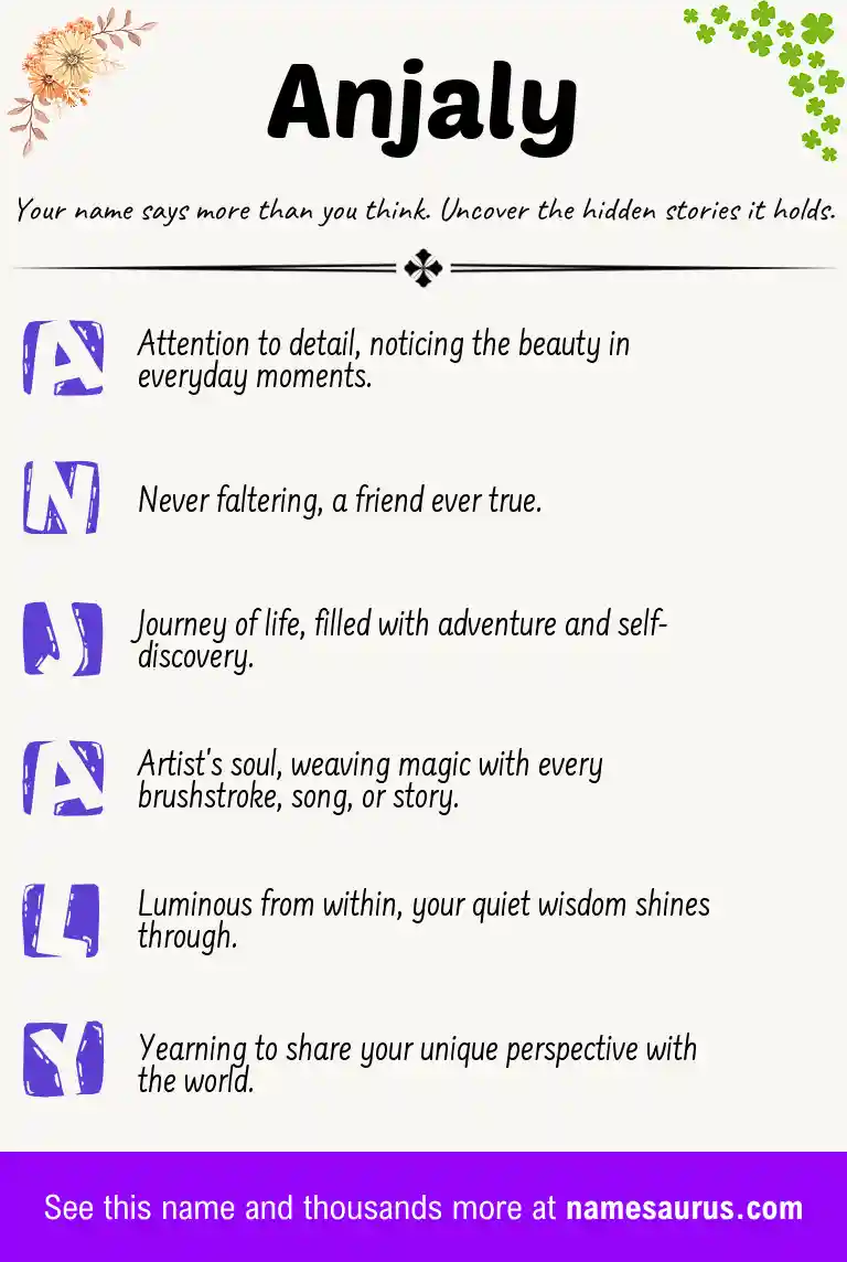 Acrostic poem about Anjaly.