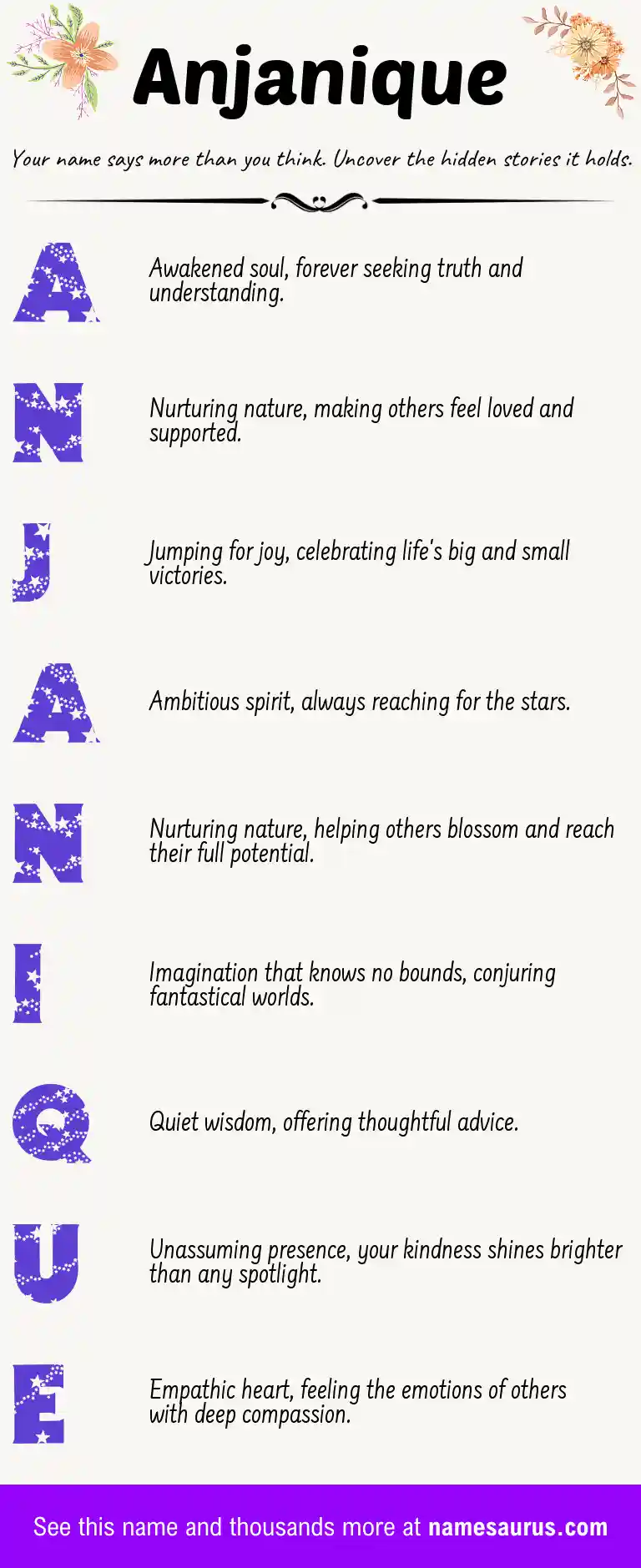 Acrostic poem about Anjanique.