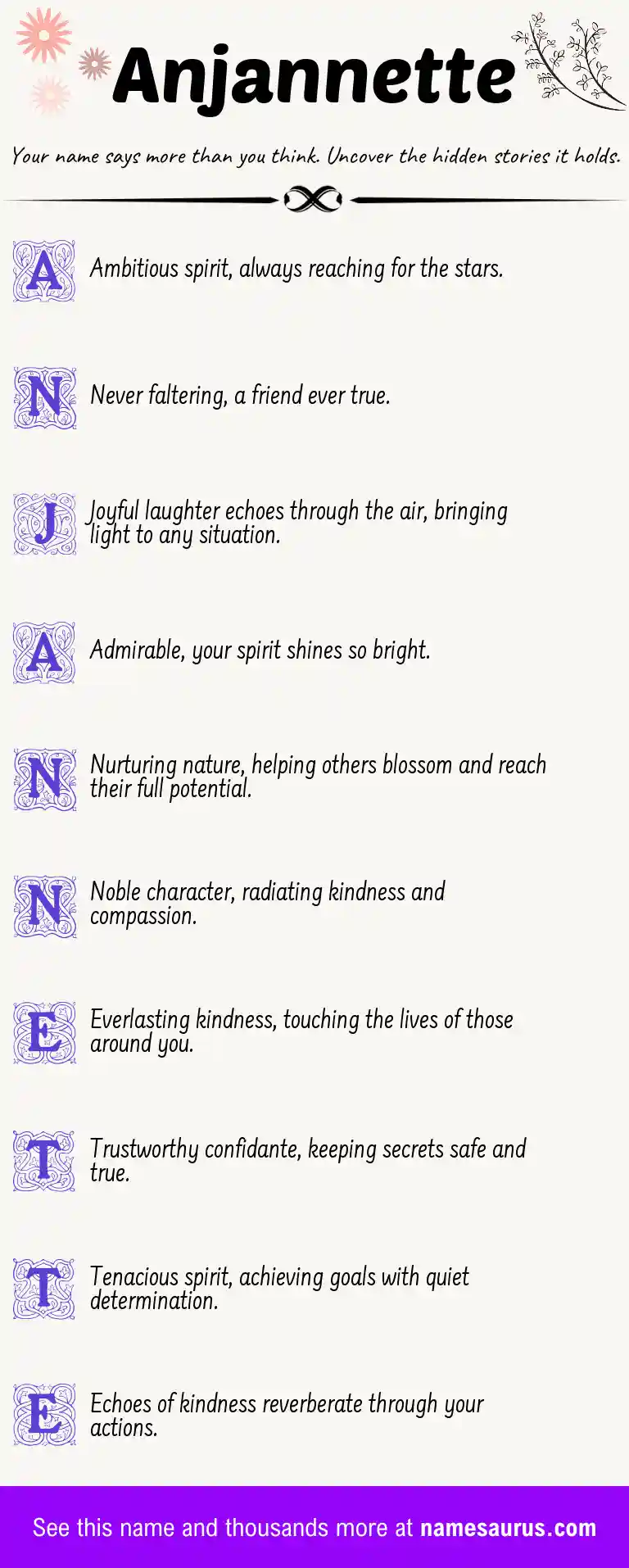 Acrostic poem about Anjannette.