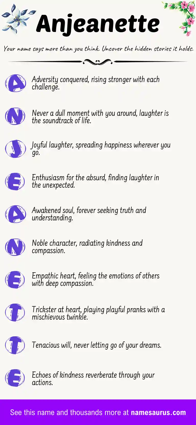 Acrostic poem about Anjeanette.