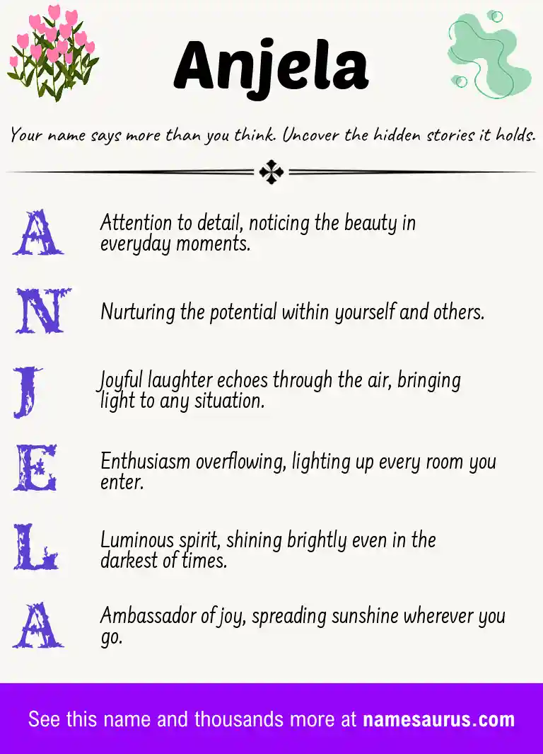 Acrostic poem about Anjela.