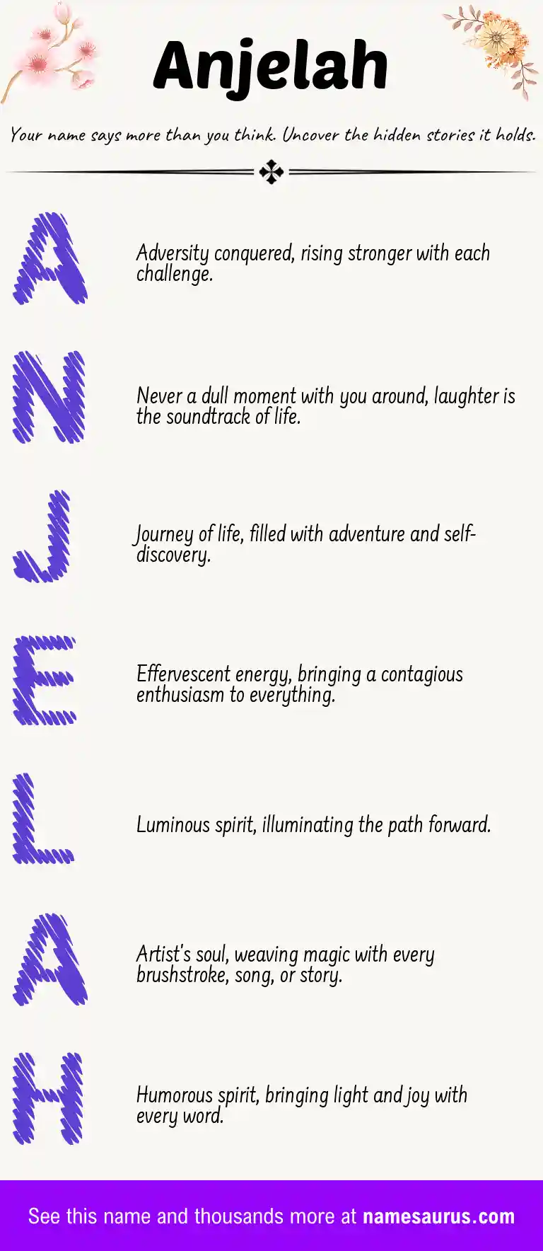 Acrostic poem about Anjelah.