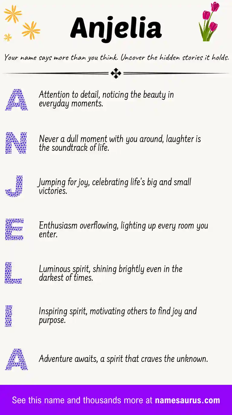 Acrostic poem about Anjelia.