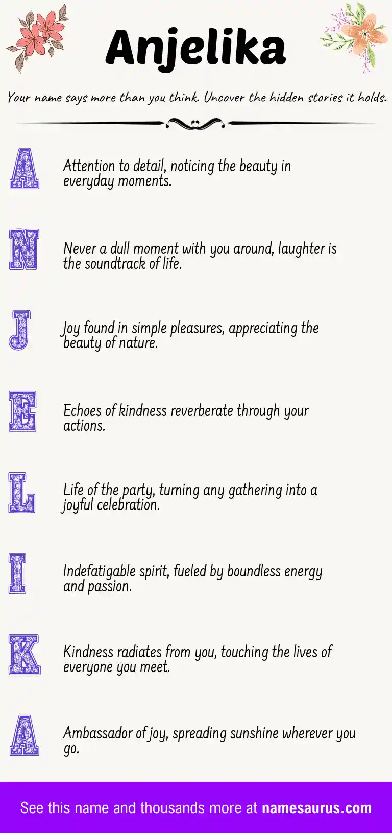 Acrostic poem about Anjelika.