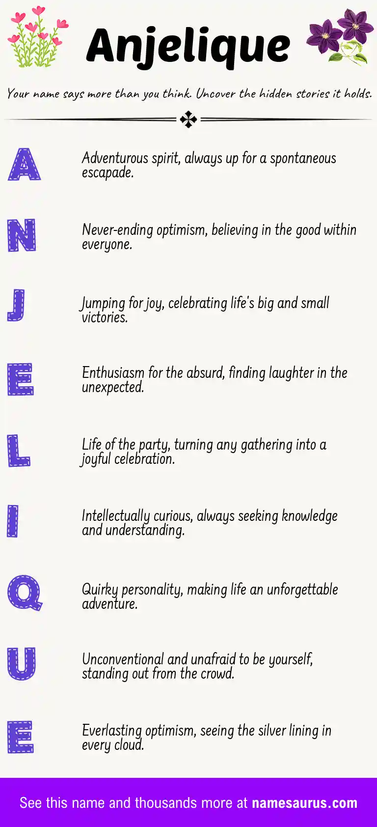 Acrostic poem about Anjelique.