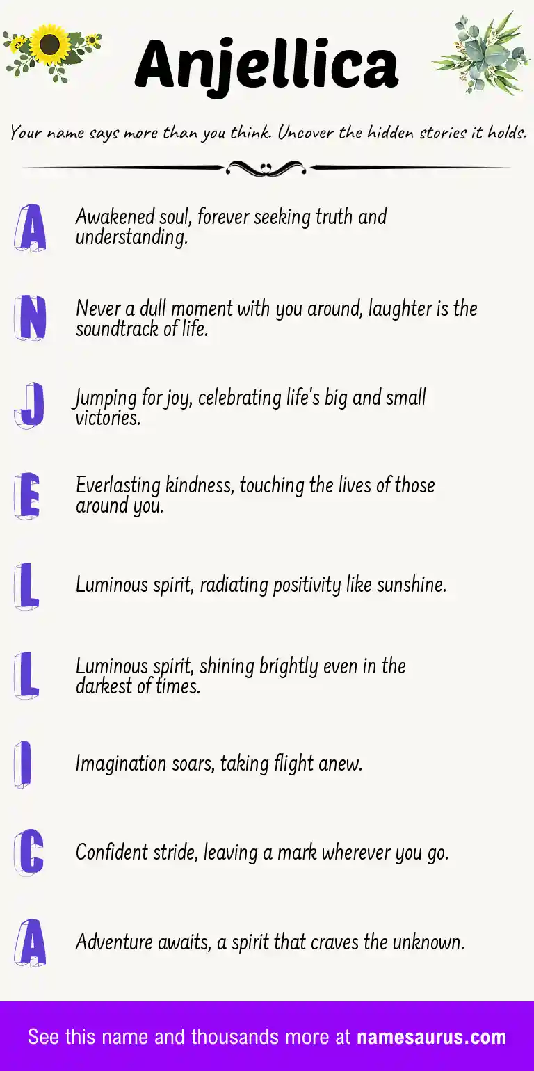 Acrostic poem about Anjellica.