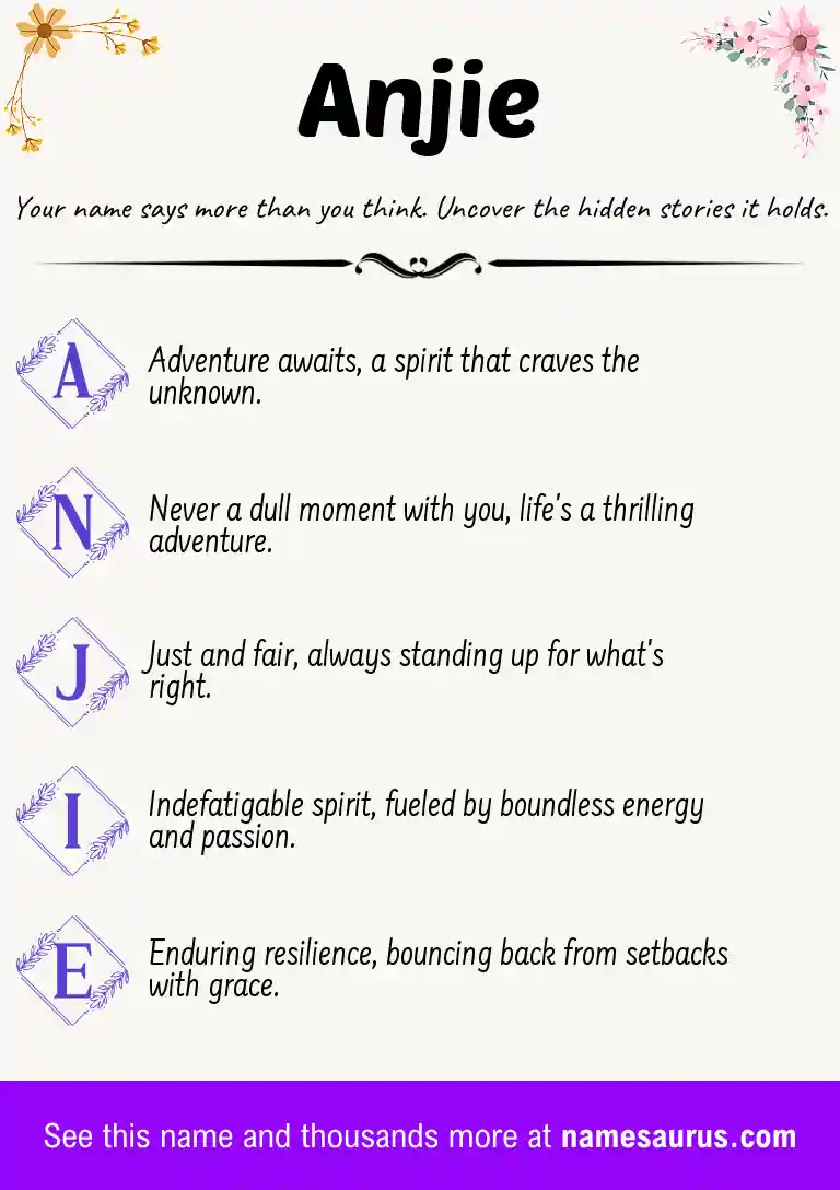 Acrostic poem about Anjie.