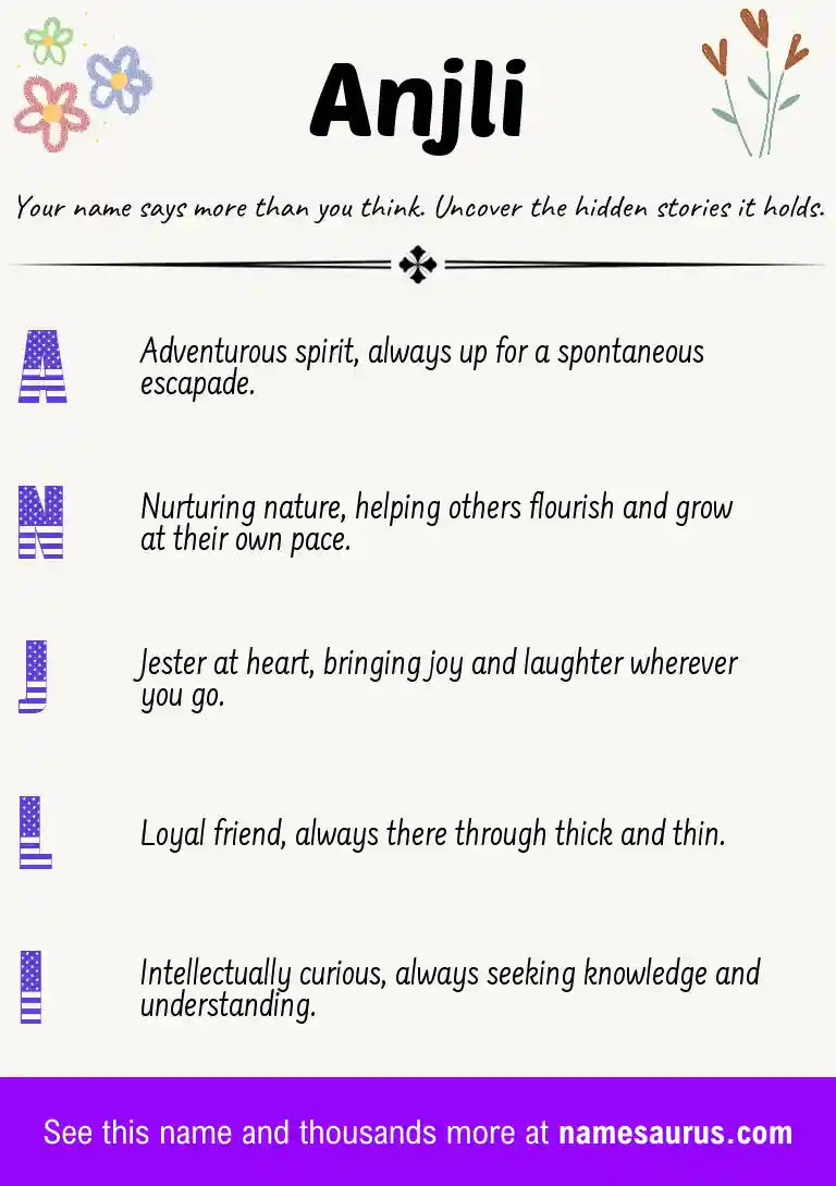 Acrostic poem about Anjli.