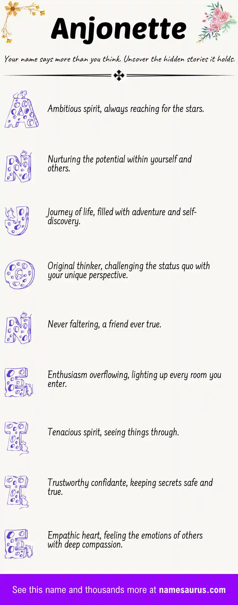 Acrostic poem about Anjonette.