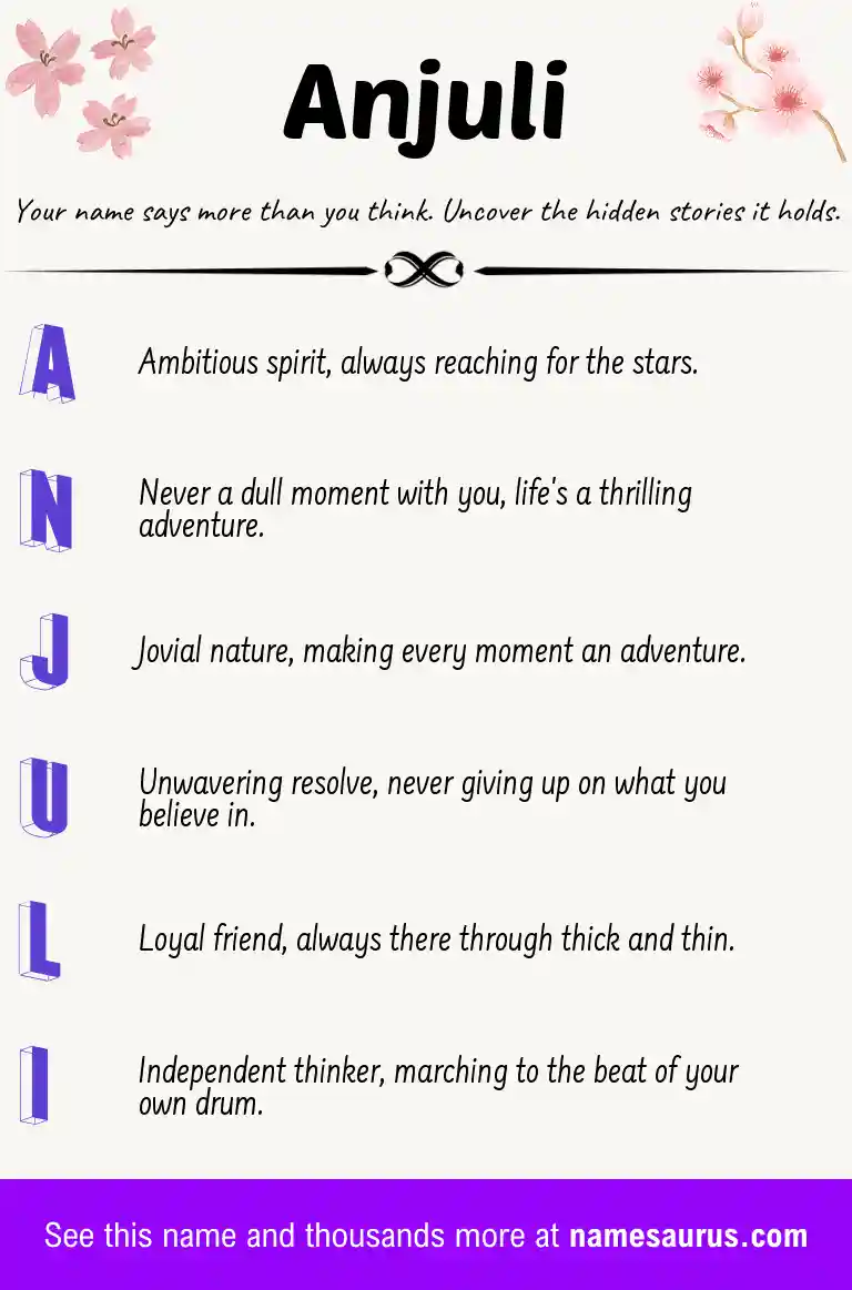 Acrostic poem about Anjuli.