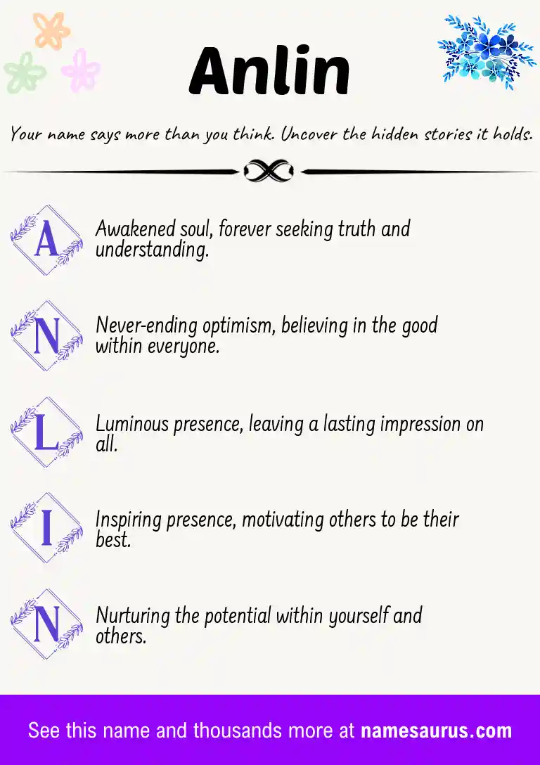 Acrostic poem about Anlin.
