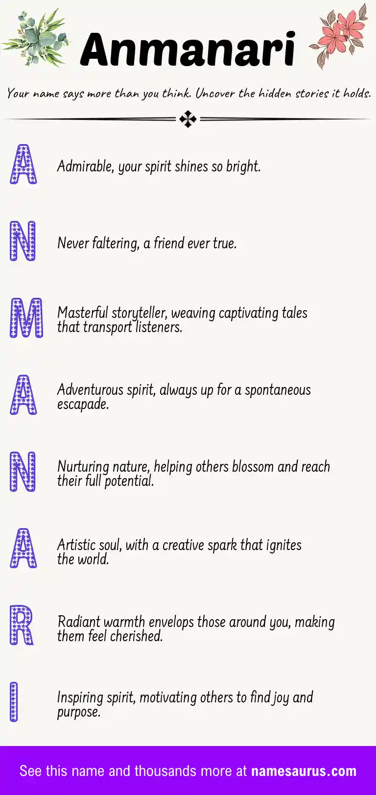 Acrostic poem about Anmanari.