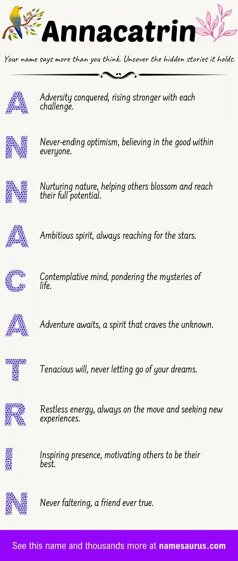 Acrostic poem about Annacatrin.