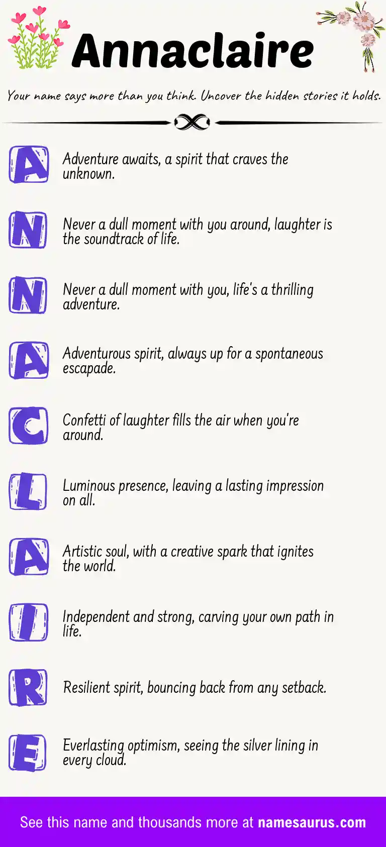 Acrostic poem about Annaclaire.