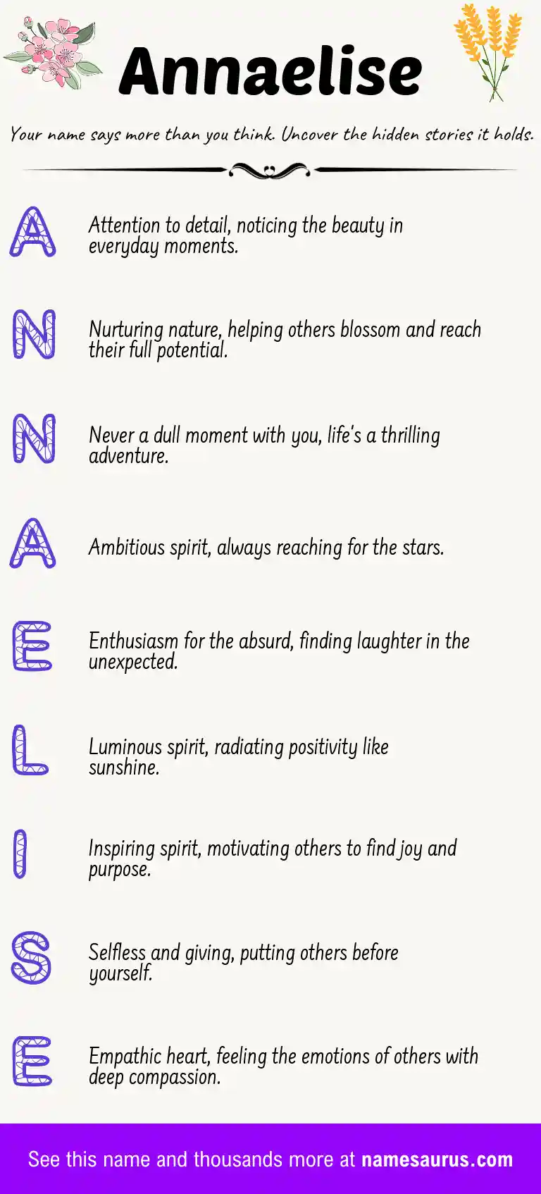 Acrostic poem about Annaelise.