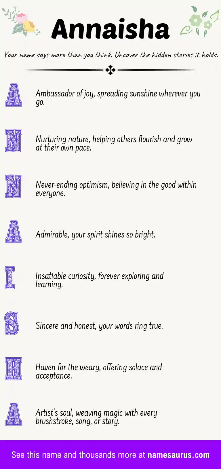 Acrostic poem about Annaisha.
