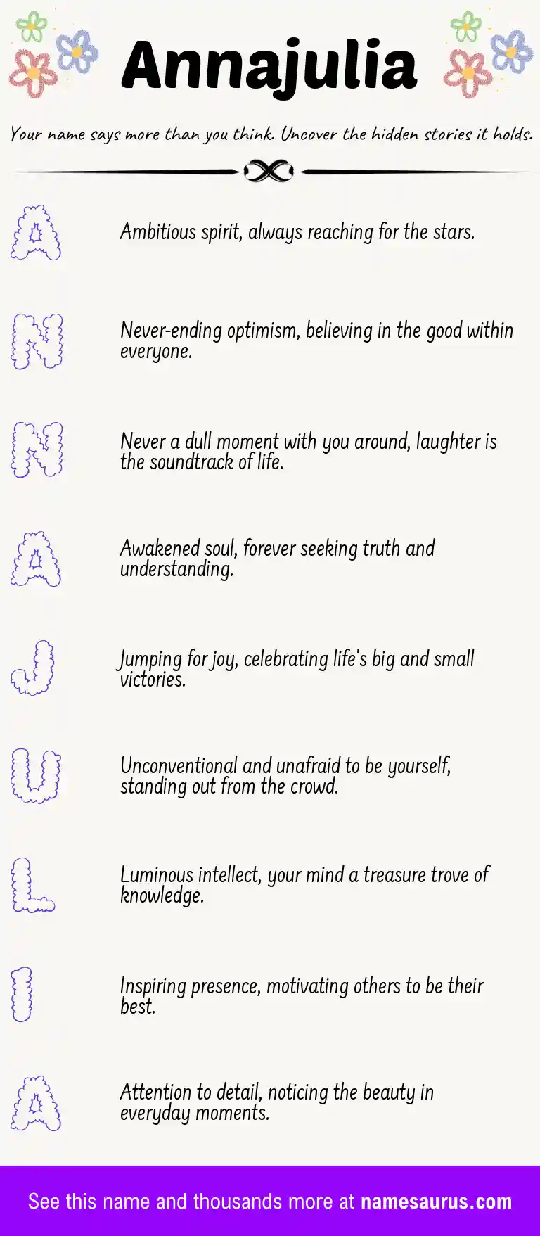 Acrostic poem about Annajulia.
