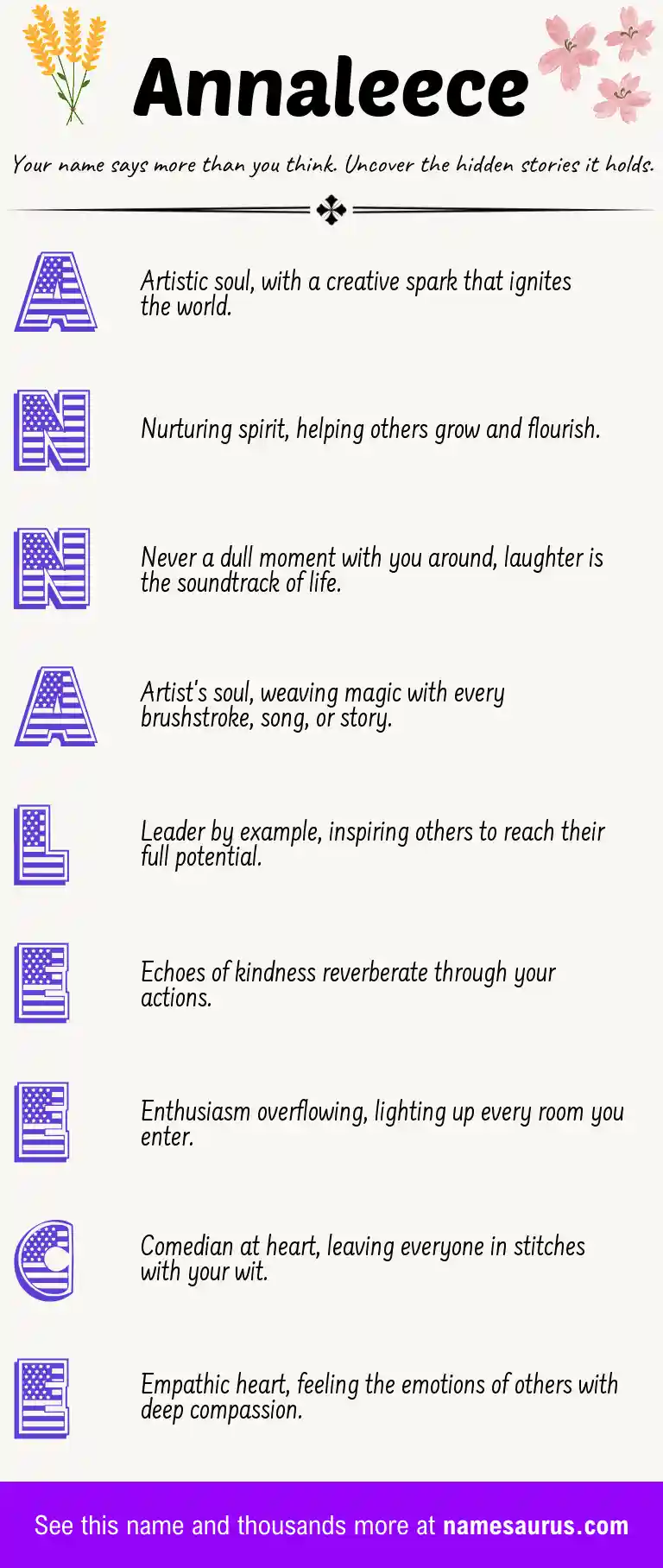Acrostic poem about Annaleece.