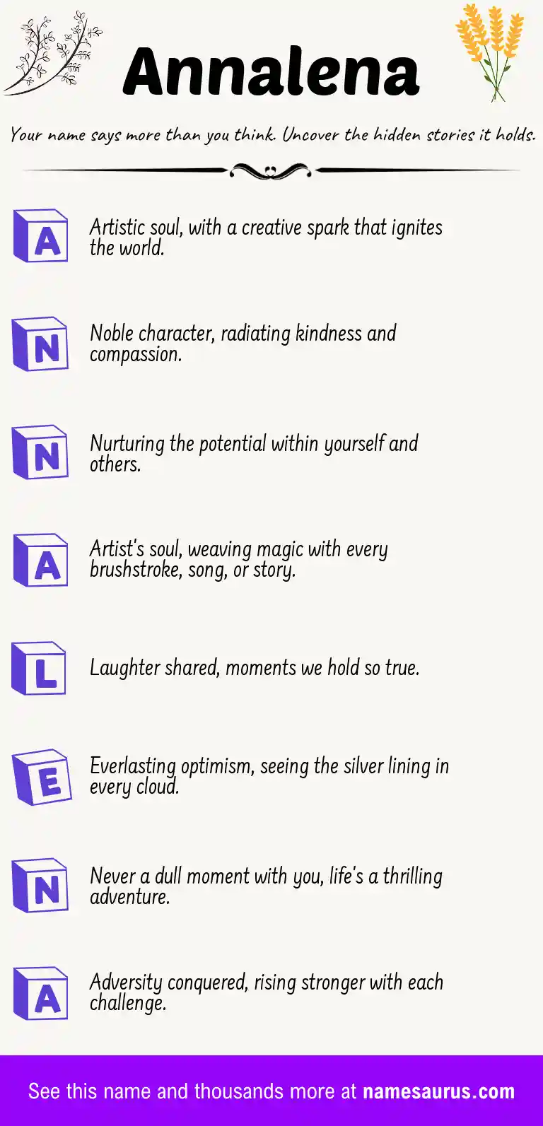 Acrostic poem about Annalena.