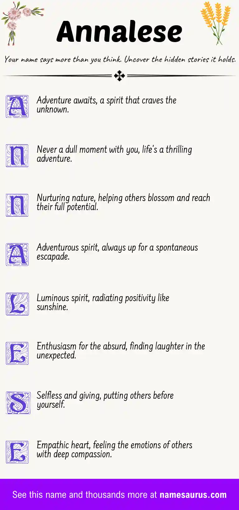 Acrostic poem about Annalese.