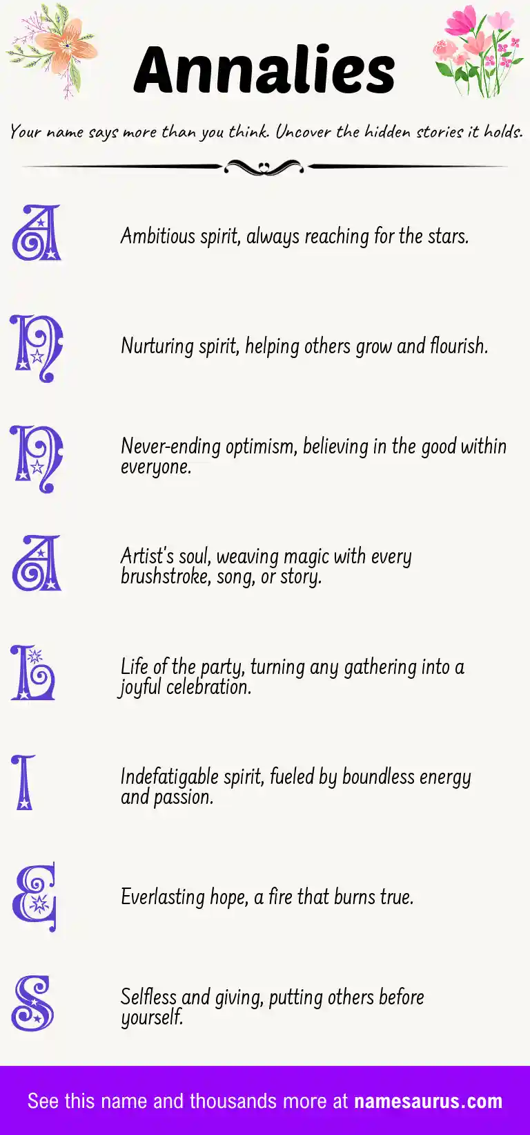 Acrostic poem about Annalies.