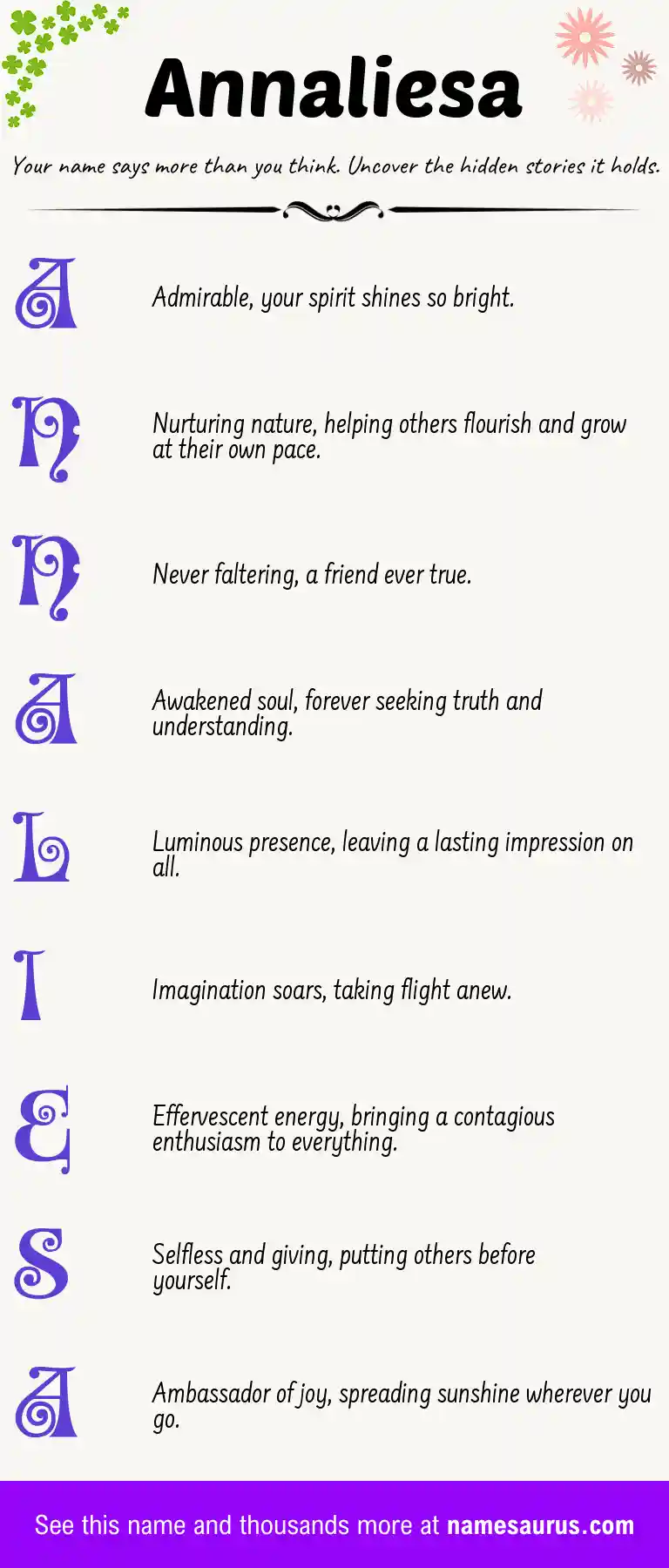 Acrostic poem about Annaliesa.