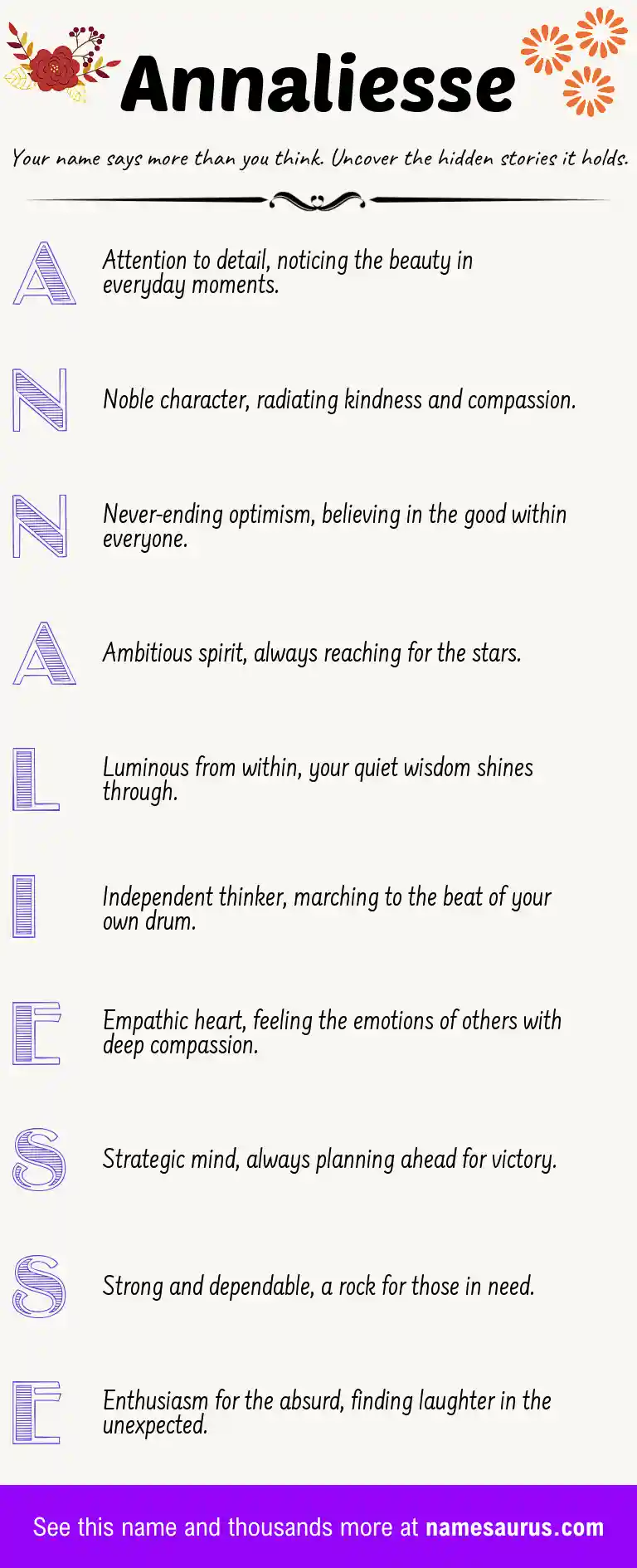Acrostic poem about Annaliesse.