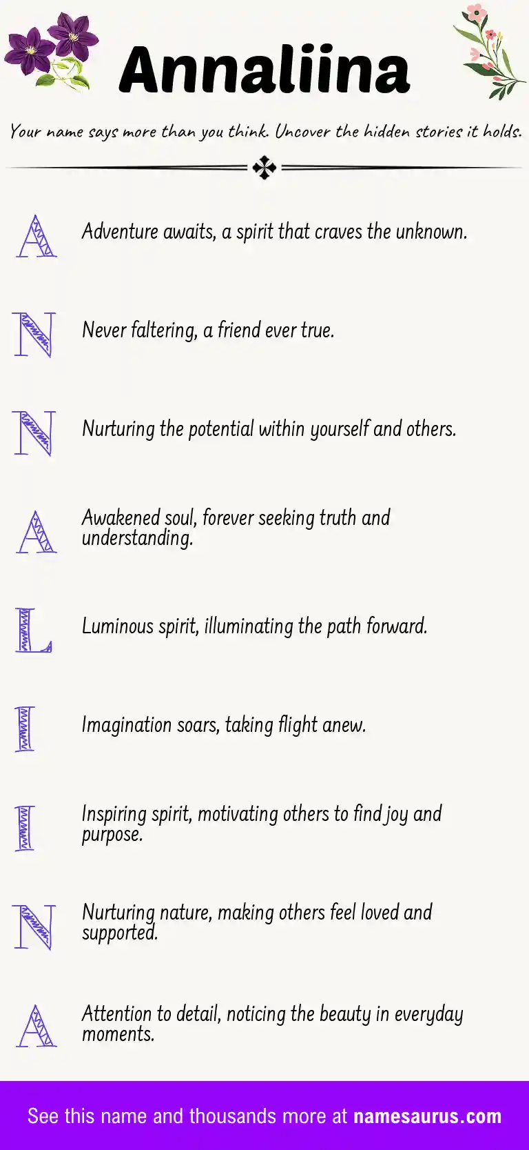 Acrostic poem about Annaliina.
