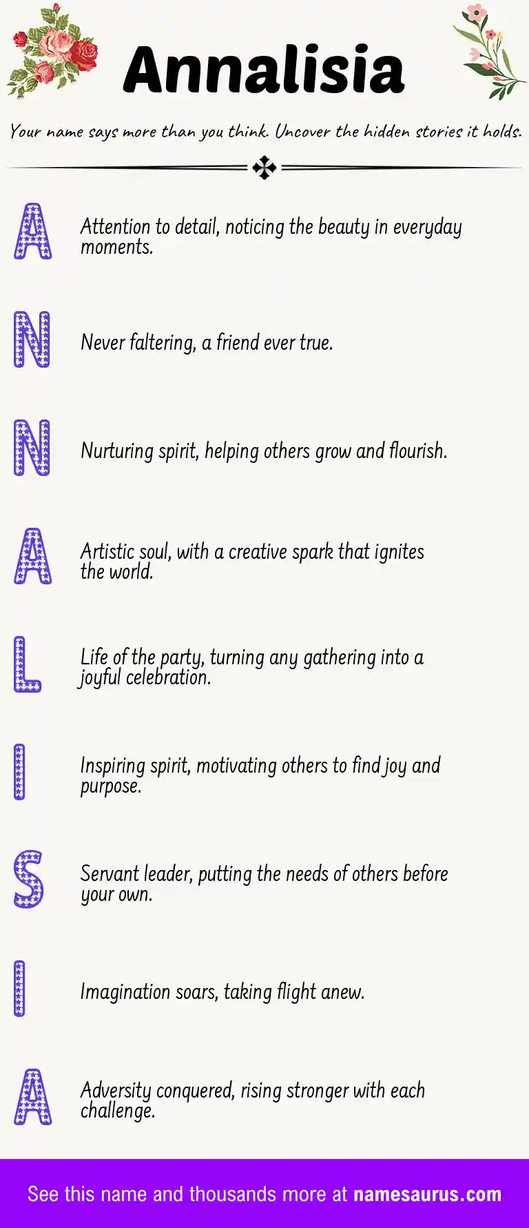 Acrostic poem about Annalisia.