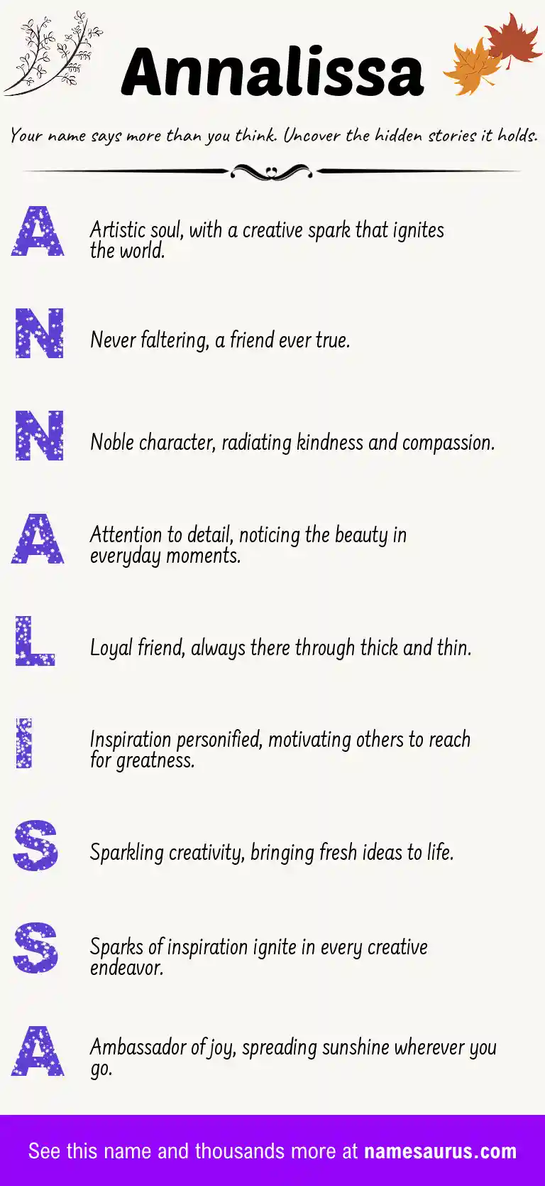 Acrostic poem about Annalissa.