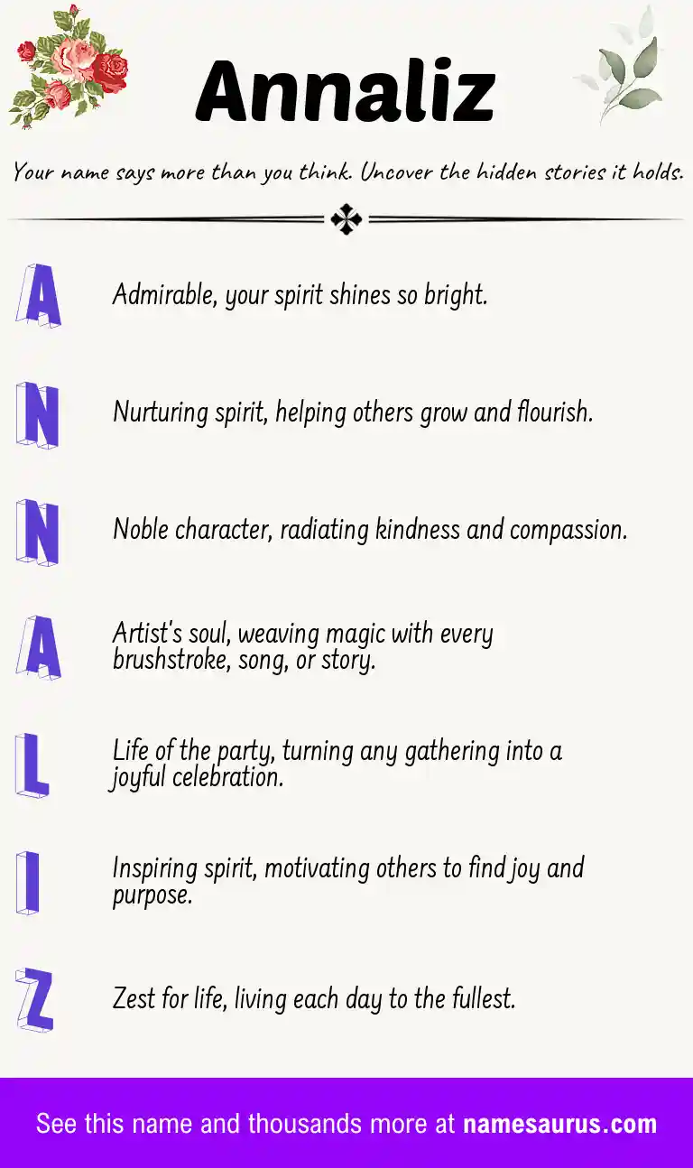 Acrostic poem about Annaliz.