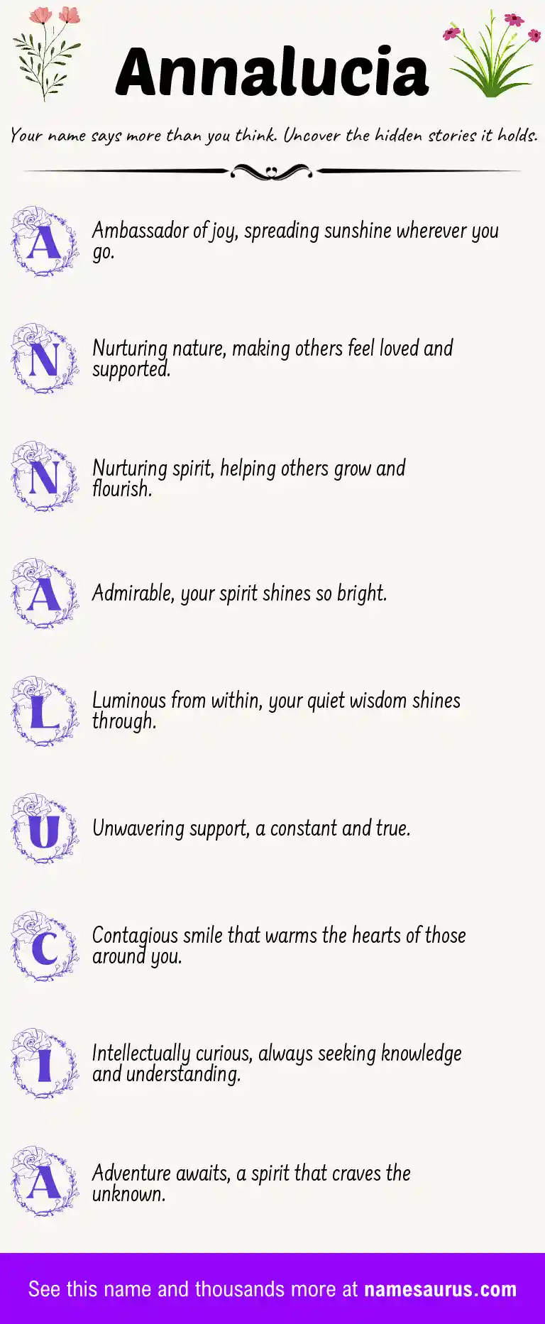 Acrostic poem about Annalucia.