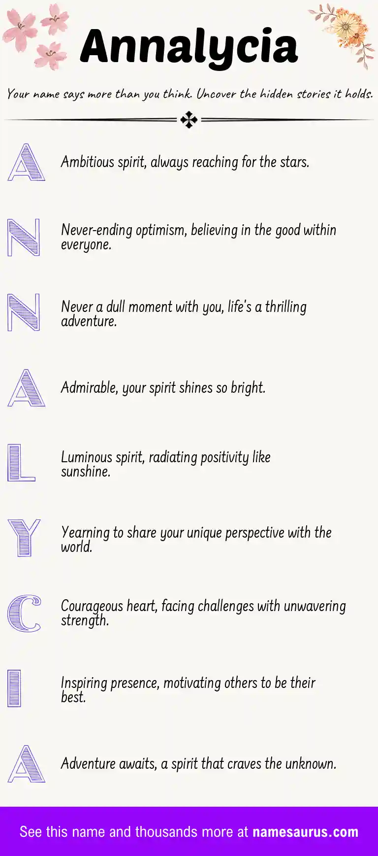 Acrostic poem about Annalycia.