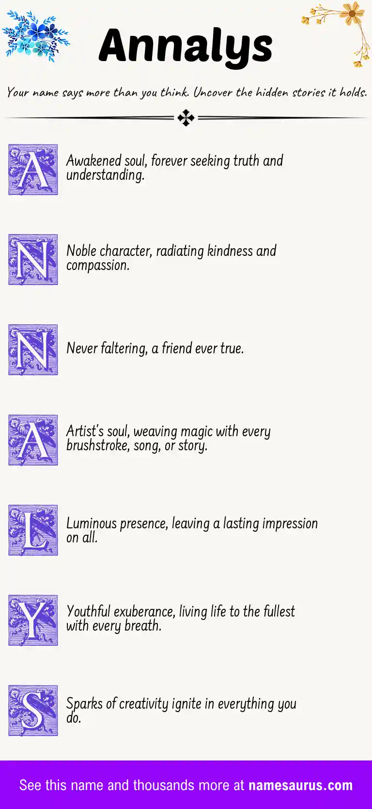 Acrostic poem about Annalys.