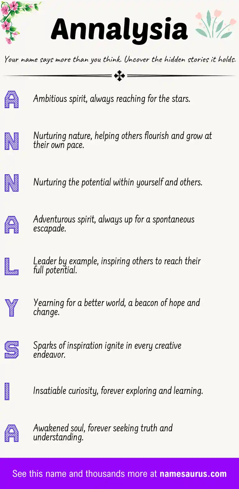 Acrostic poem about Annalysia.