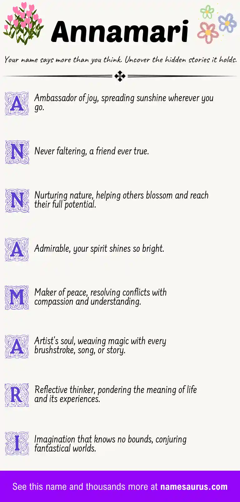 Acrostic poem about Annamari.