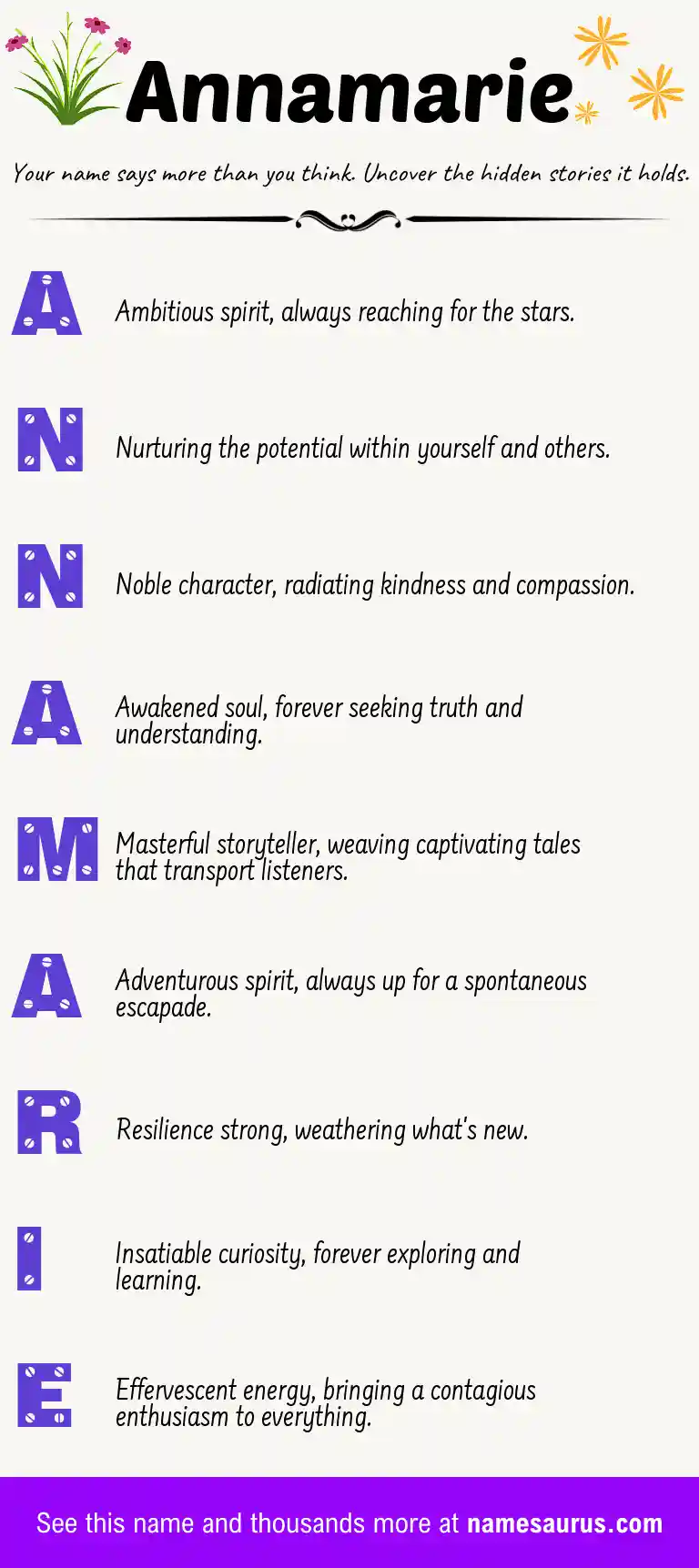 Acrostic poem about Annamarie.