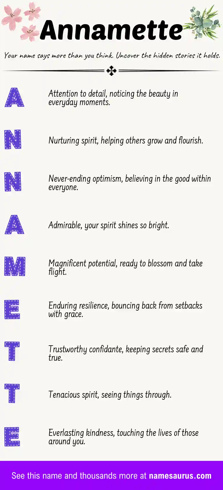 Acrostic poem about Annamette.