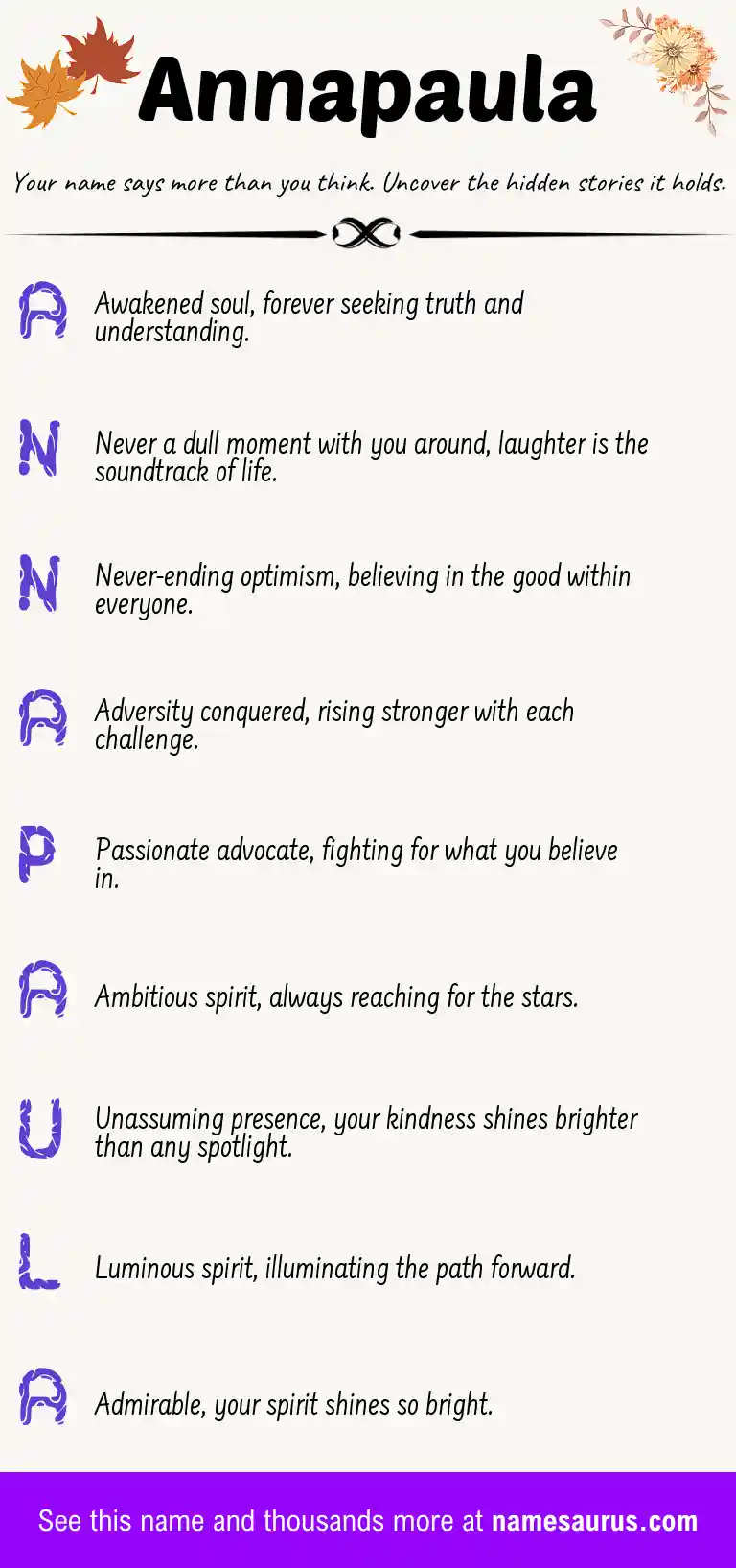 Acrostic poem about Annapaula.
