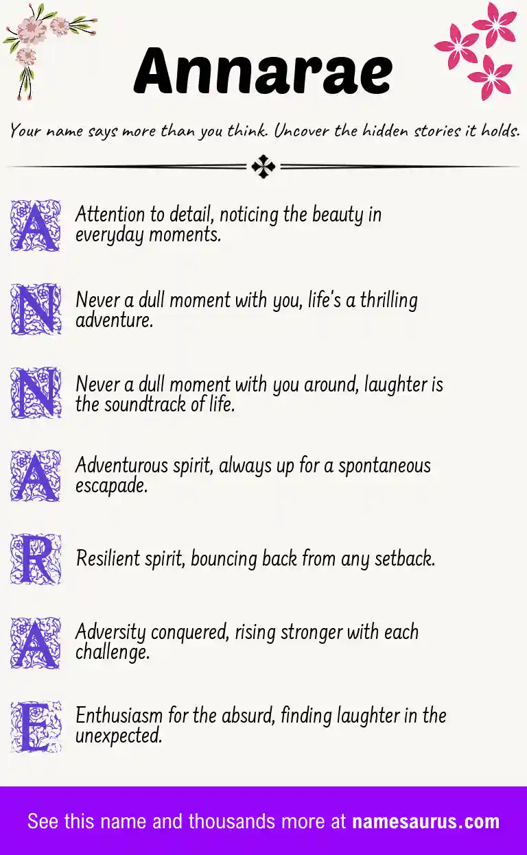Acrostic poem about Annarae.