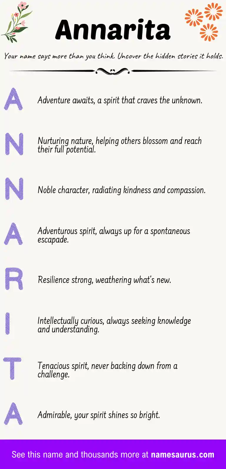 Acrostic poem about Annarita.