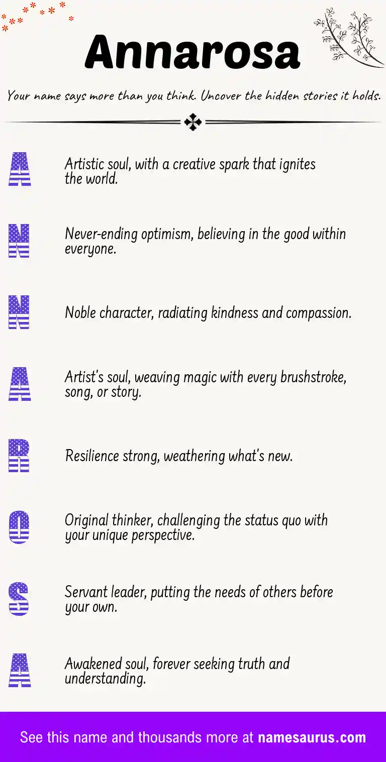 Acrostic poem about Annarosa.