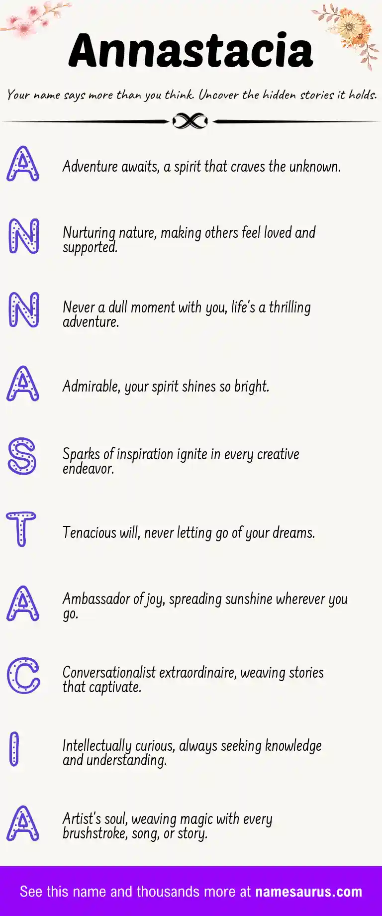 Acrostic poem about Annastacia.