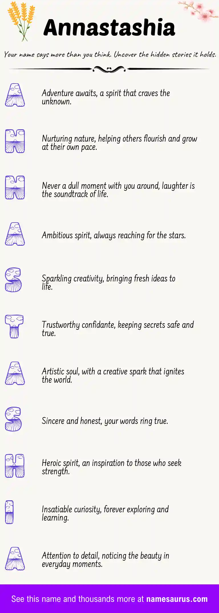 Acrostic poem about Annastashia.