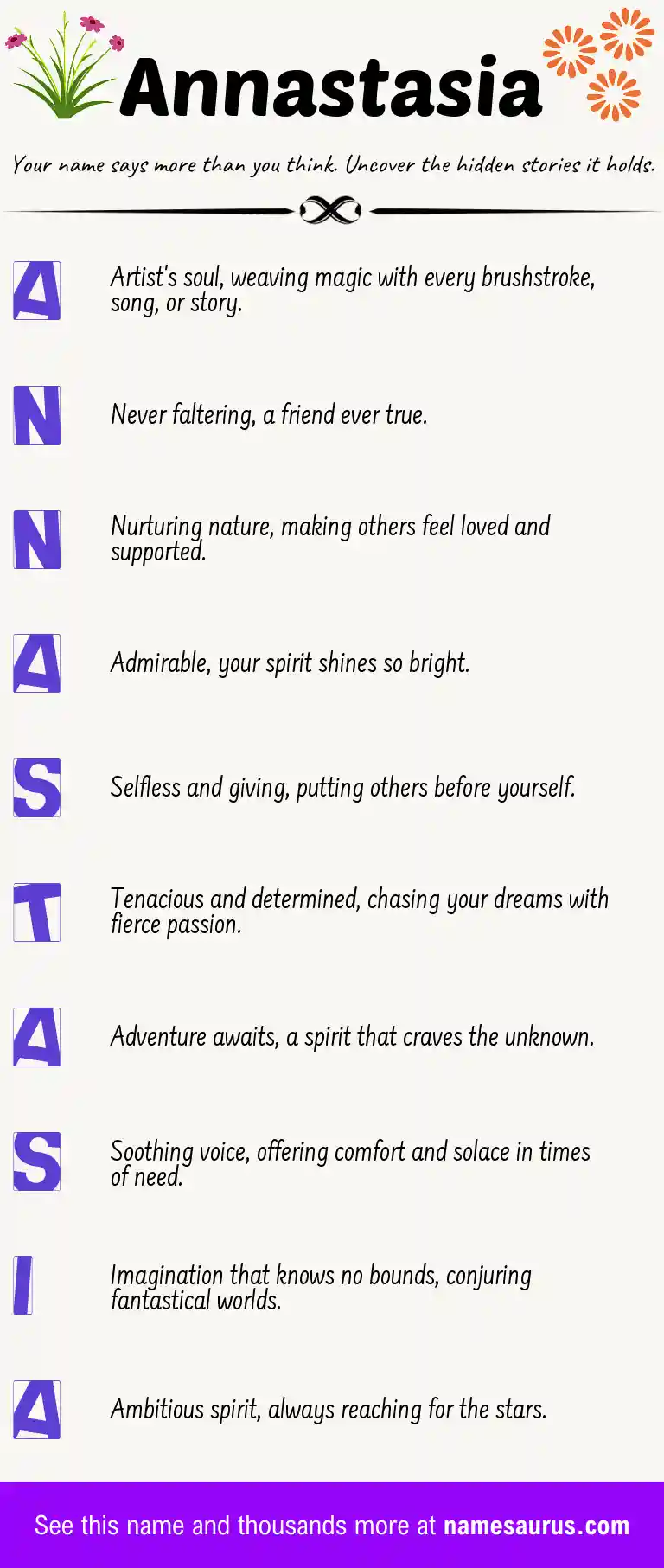 Acrostic poem about Annastasia.