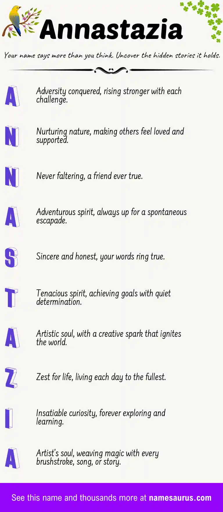 Acrostic poem about Annastazia.
