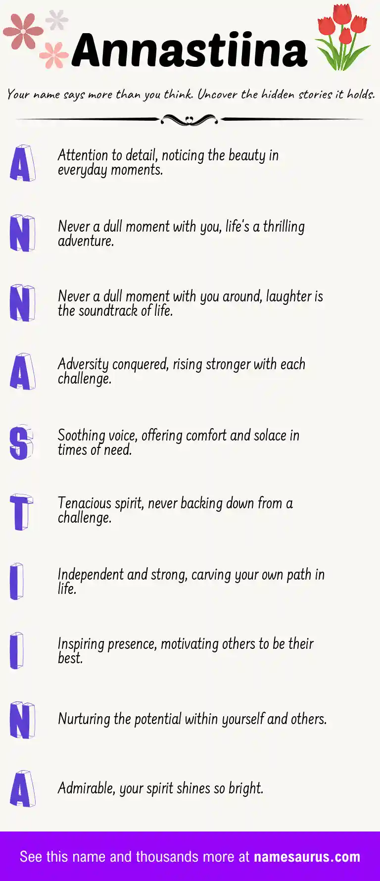 Acrostic poem about Annastiina.